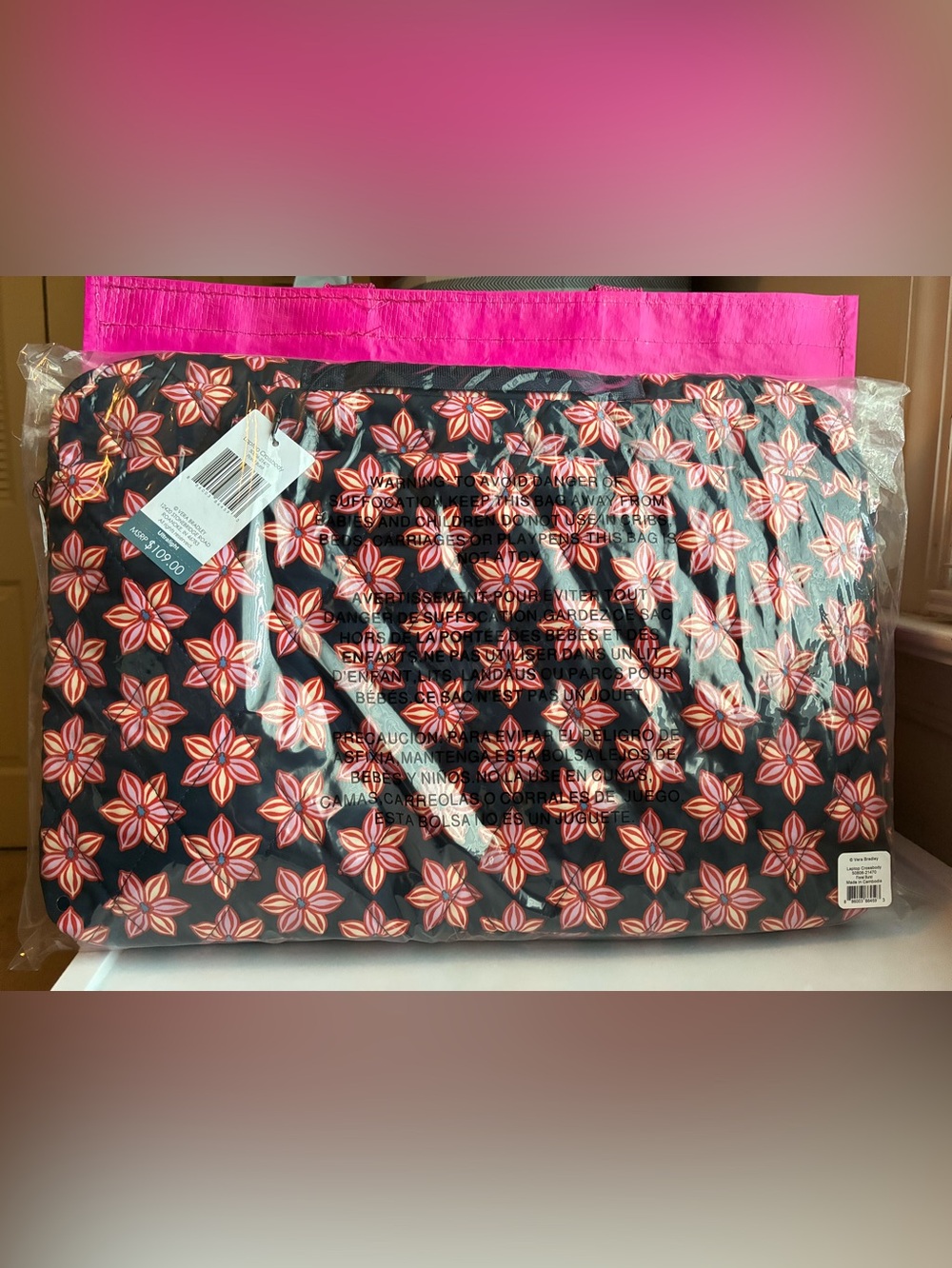 Vera Bradley laptop Crossbody case ultralight floral bursts navy red